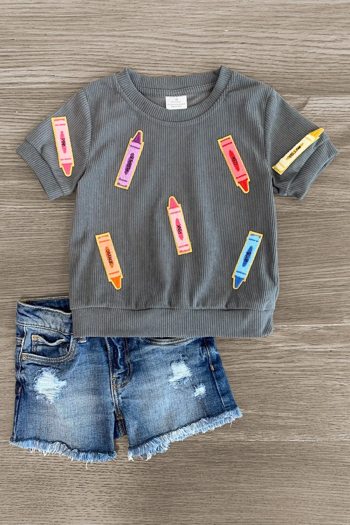 Mom & Me - Gray Corduroy Crayon Top