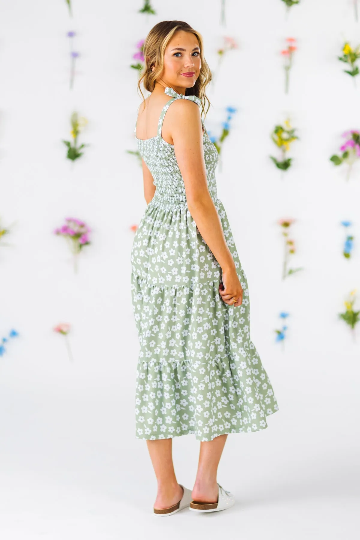 Mom & Me - Green & White Flower Dress
