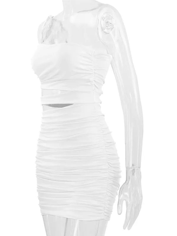 Momnfancy White One Shoulder Cut Out Fashion Party Club Bodycon Baby Shower Maternity Mini Dress