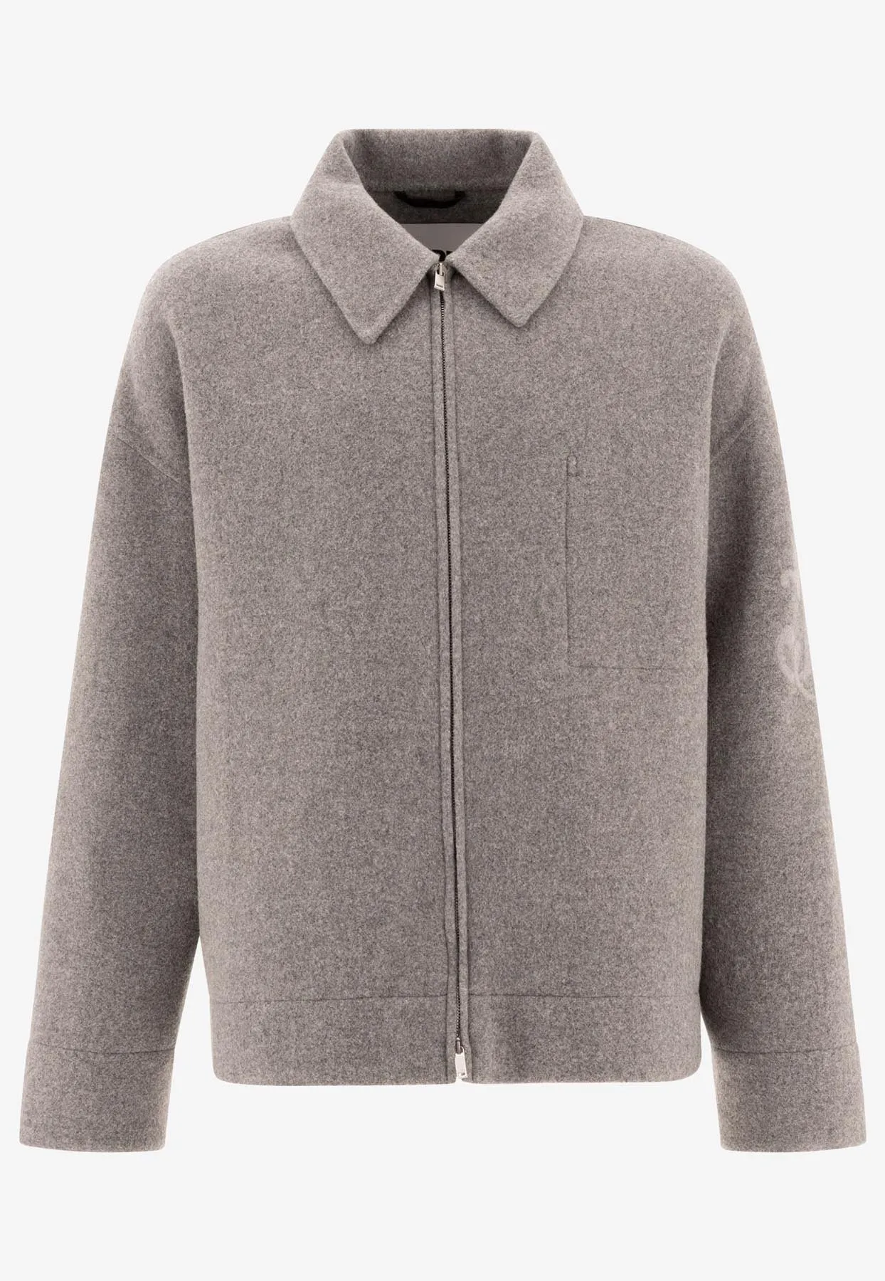 Monogram Zip-Up Wool Jacket