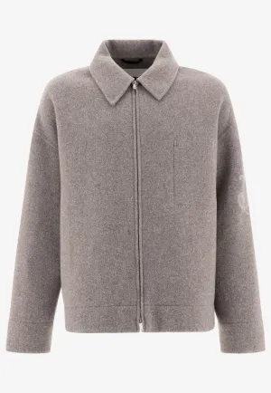 Monogram Zip-Up Wool Jacket