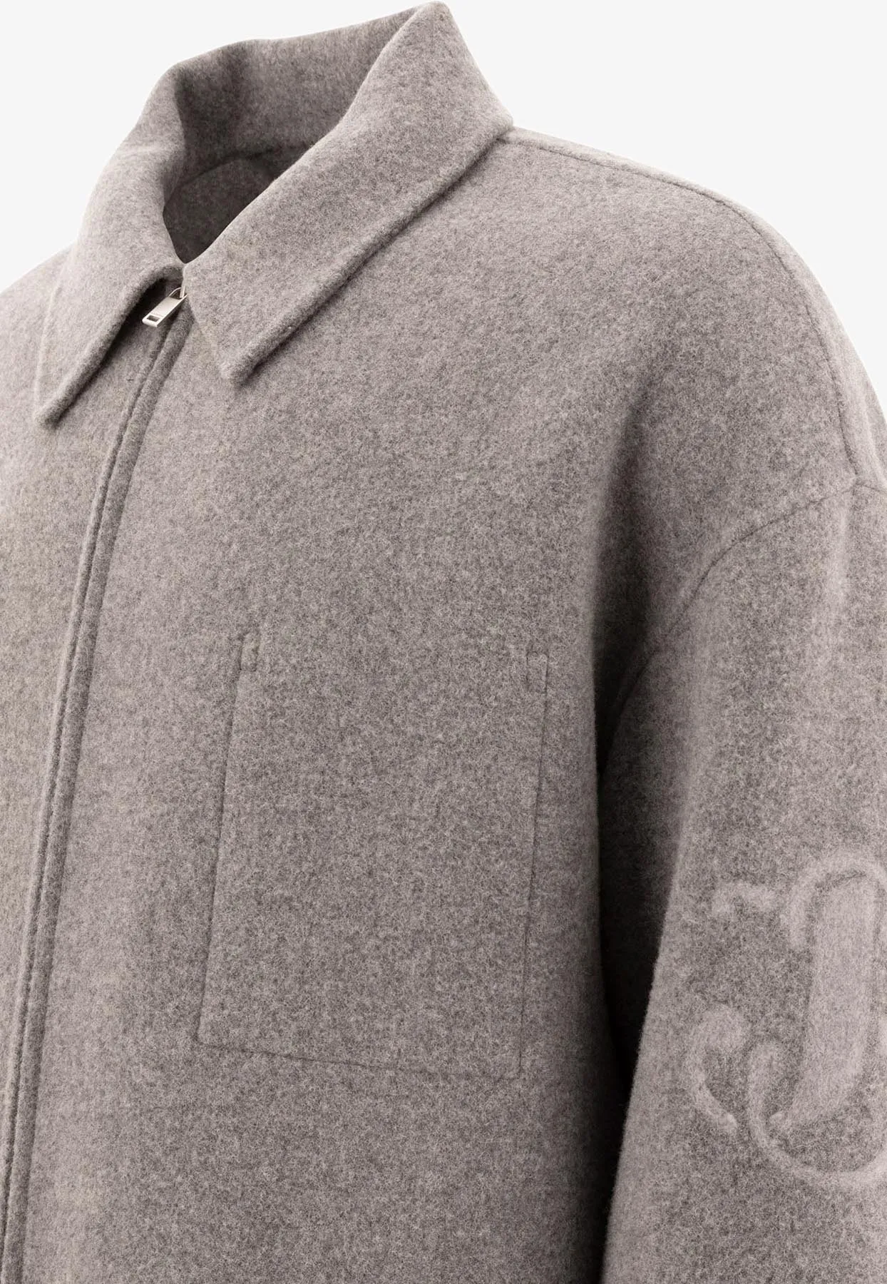 Monogram Zip-Up Wool Jacket