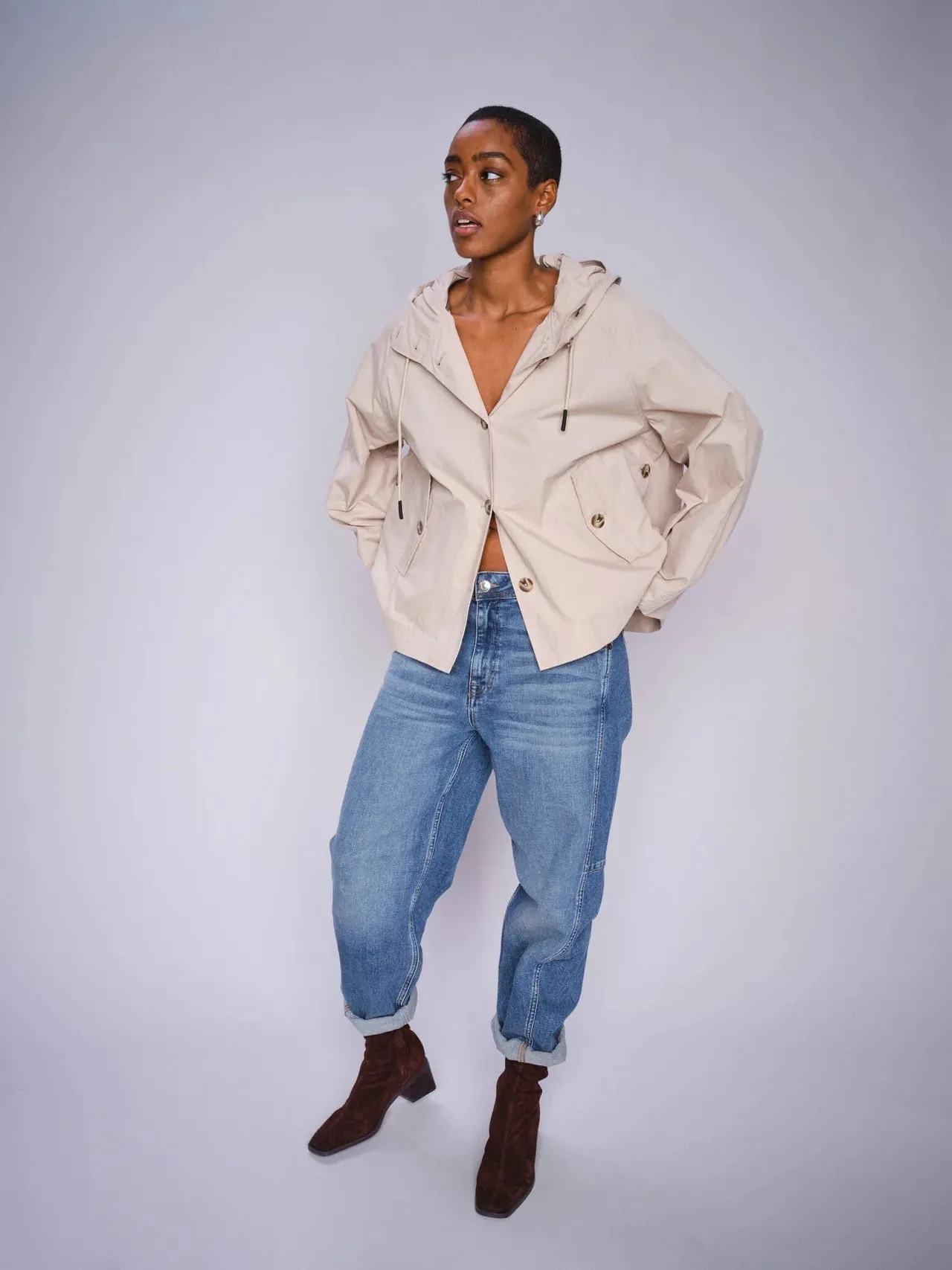Mosmosh Sheena Short Parka Jacket In Beige