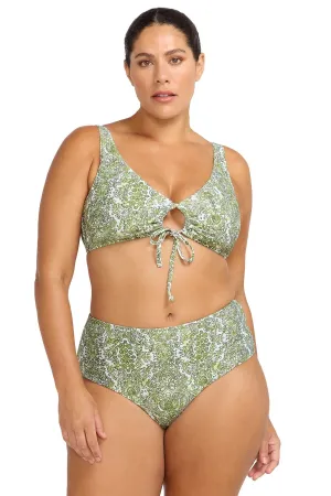 Mudlahara Mondrian Reversible High Waist Swim Pant - Olive