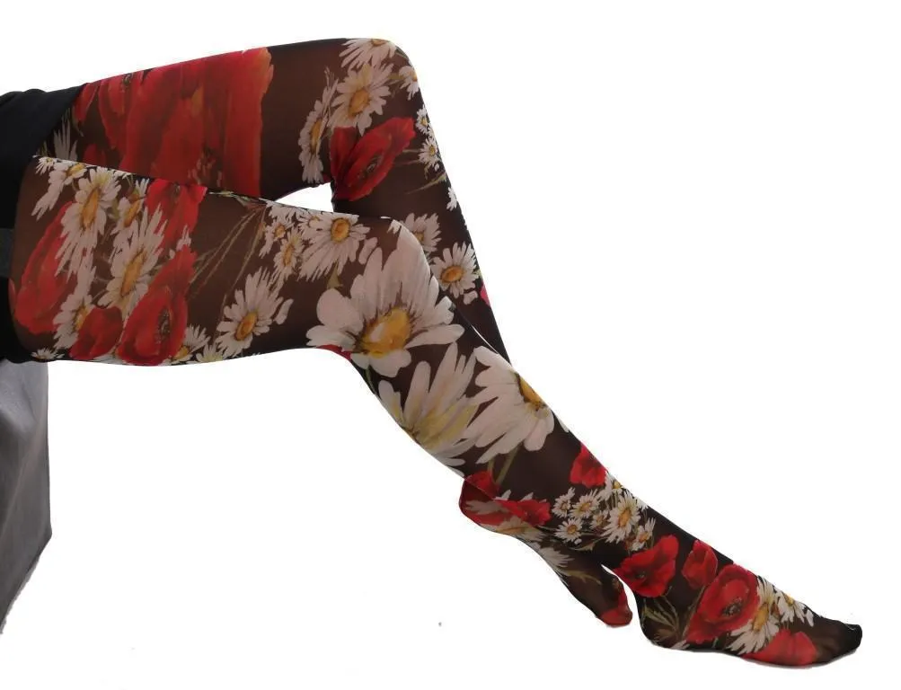 Multicolor Daisy Floral Print Stockings Tights