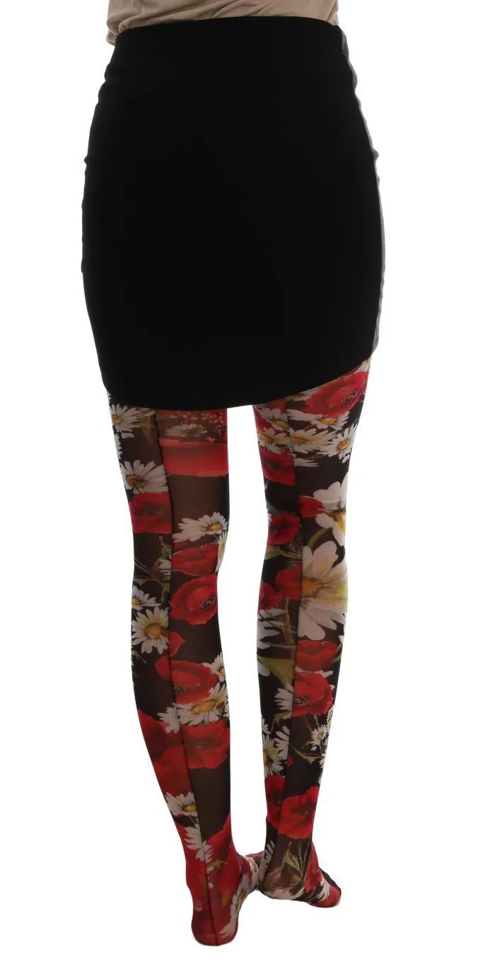 Multicolor Daisy Floral Print Stockings Tights