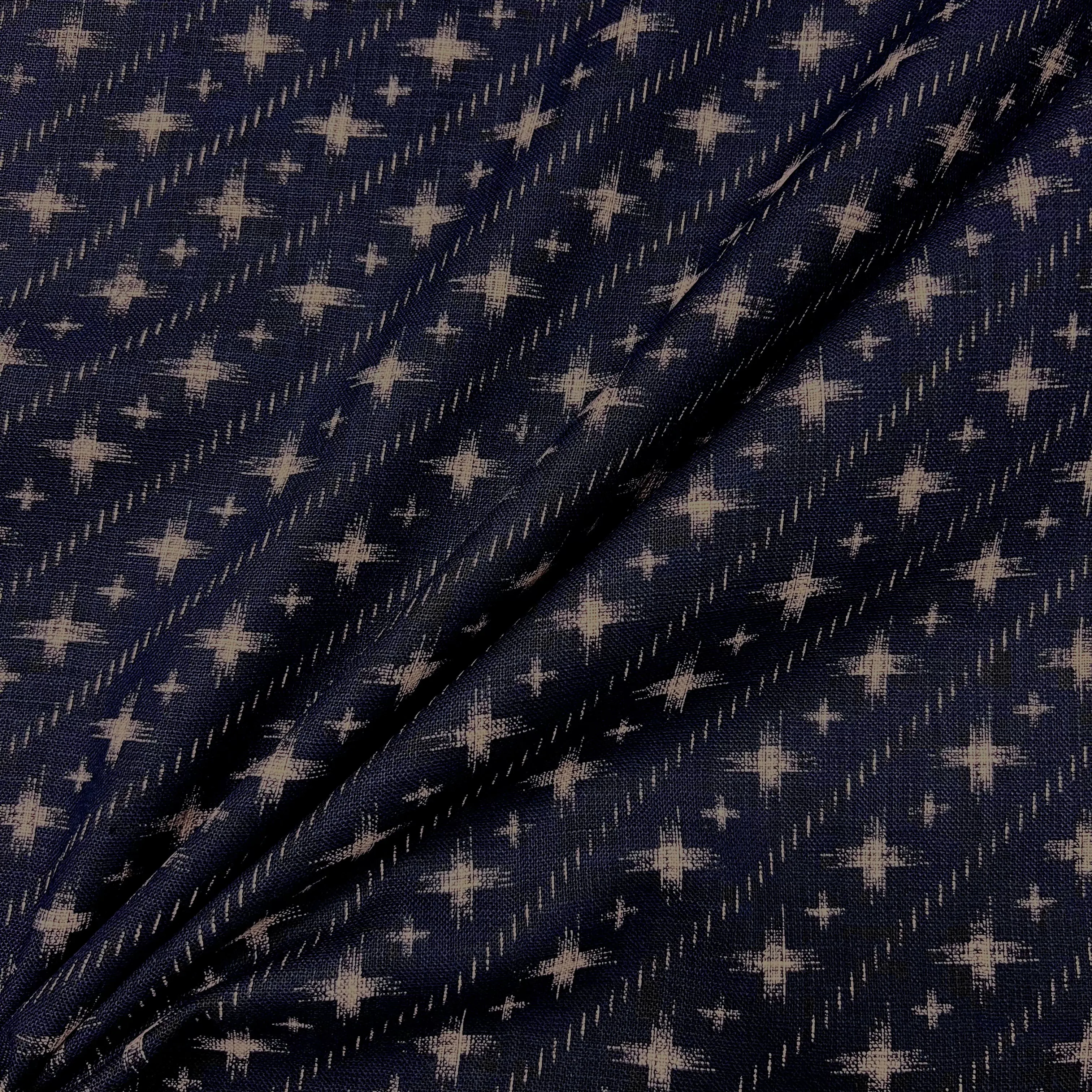 Nara Homespun - Japanese Indigo Linen Look Cotton - Splodged Crossed