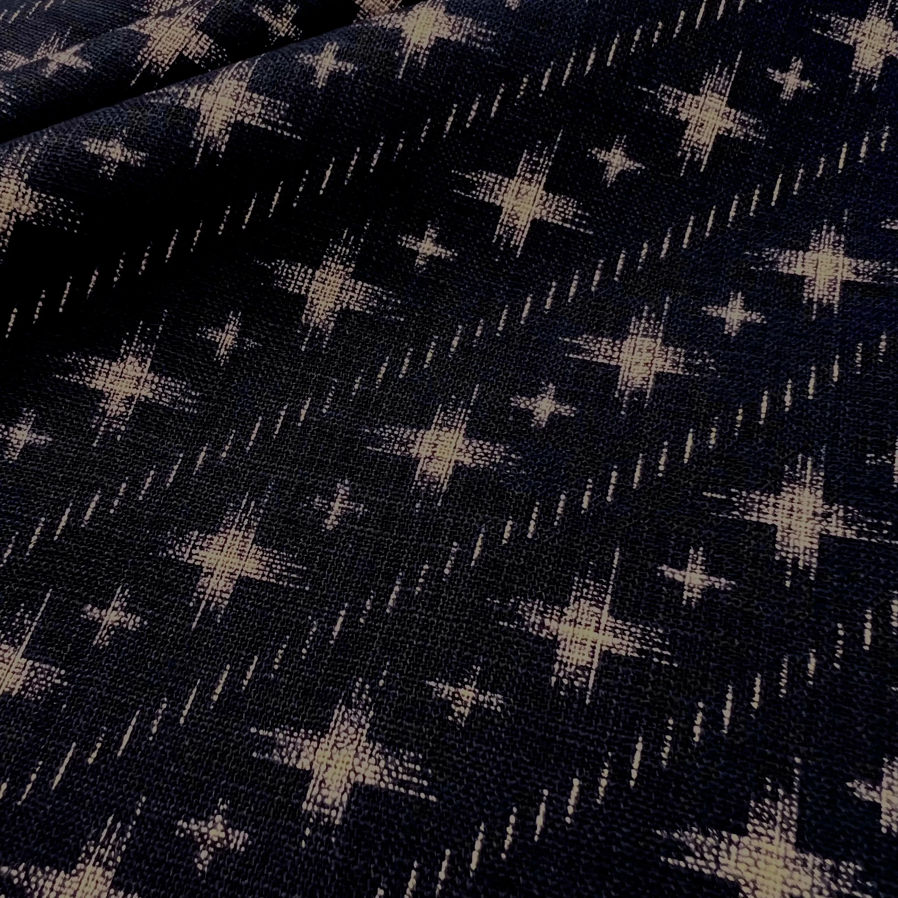 Nara Homespun - Japanese Indigo Linen Look Cotton - Splodged Crossed
