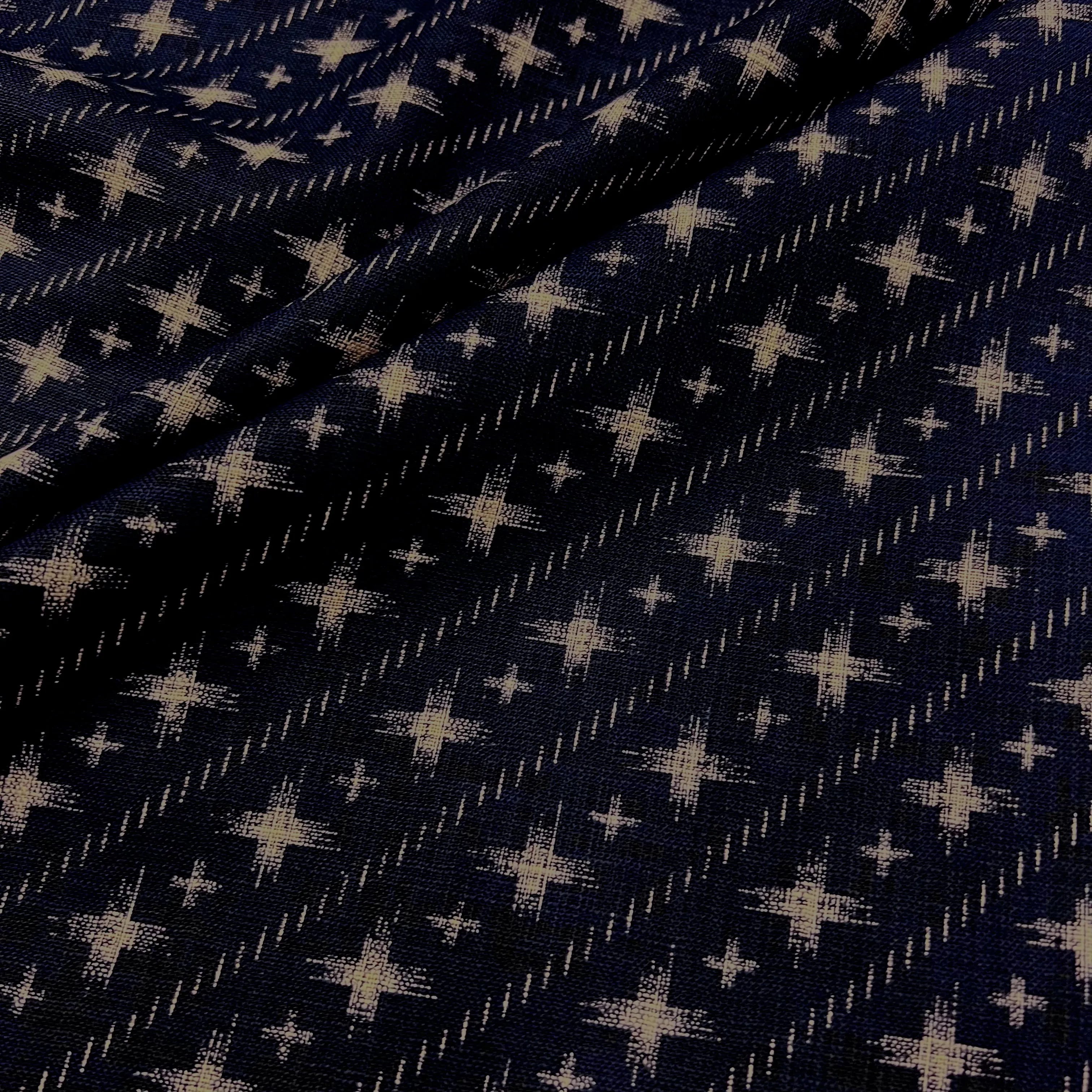 Nara Homespun - Japanese Indigo Linen Look Cotton - Splodged Crossed