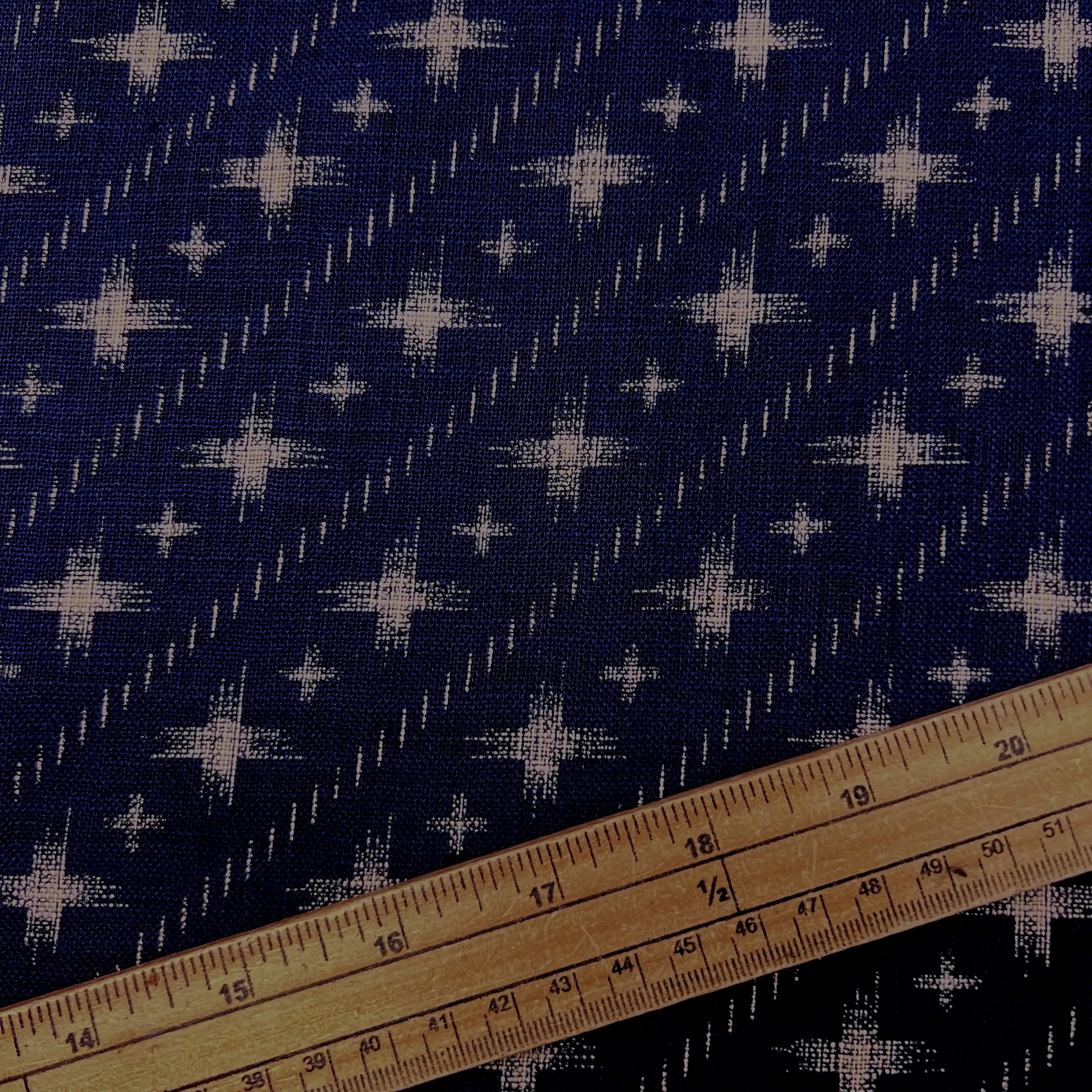 Nara Homespun - Japanese Indigo Linen Look Cotton - Splodged Crossed