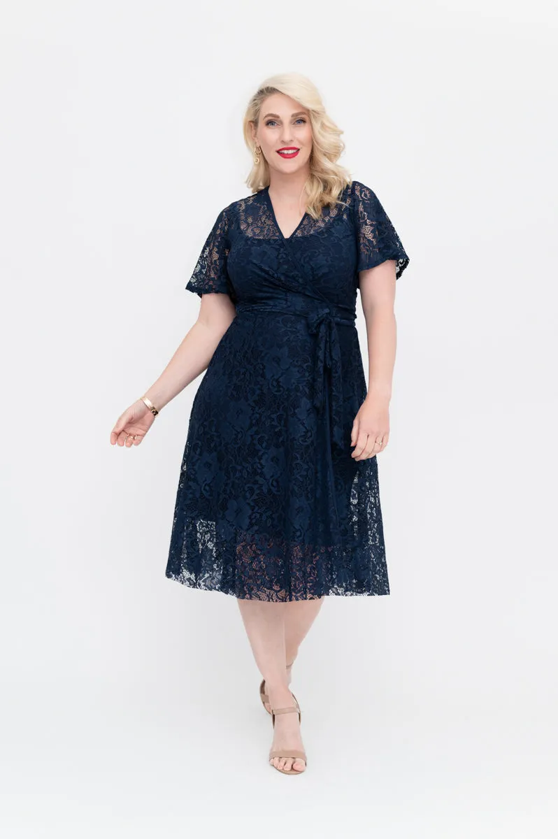 Navy Lace - Wrap Dress - Last Sizes