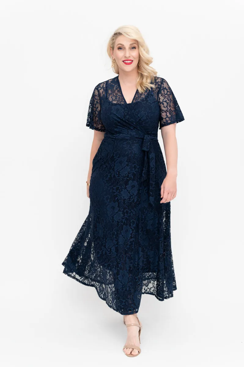 Navy Lace - Wrap Dress - Last Sizes