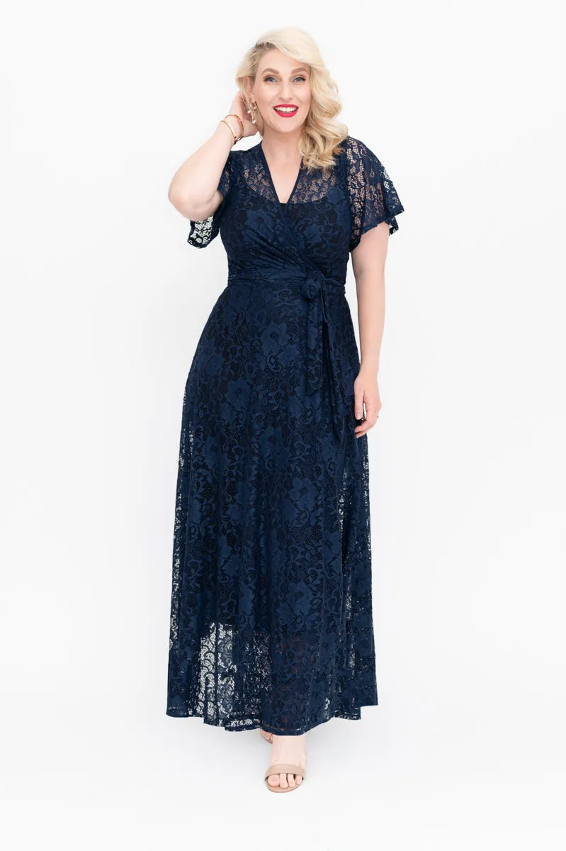 Navy Lace - Wrap Dress - Last Sizes