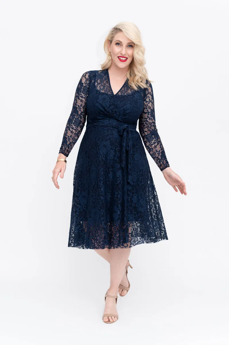 Navy Lace - Wrap Dress - Last Sizes