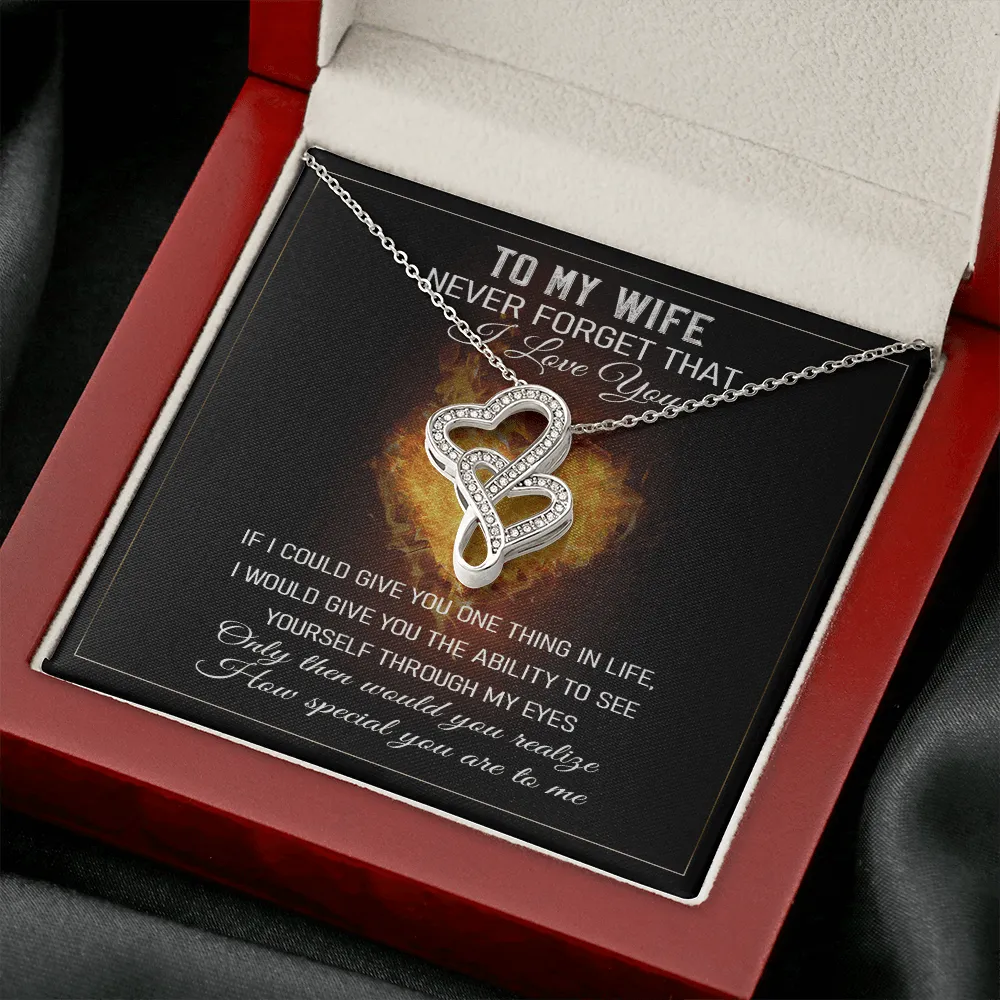Never Forget That I Love You - Double Hearts Necklace Message Card