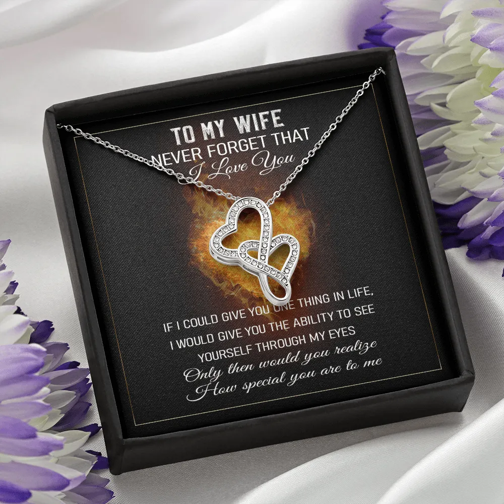 Never Forget That I Love You - Double Hearts Necklace Message Card