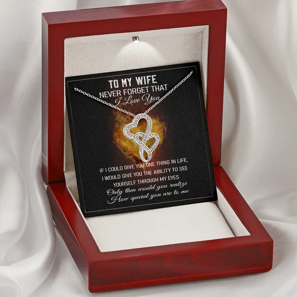 Never Forget That I Love You - Double Hearts Necklace Message Card