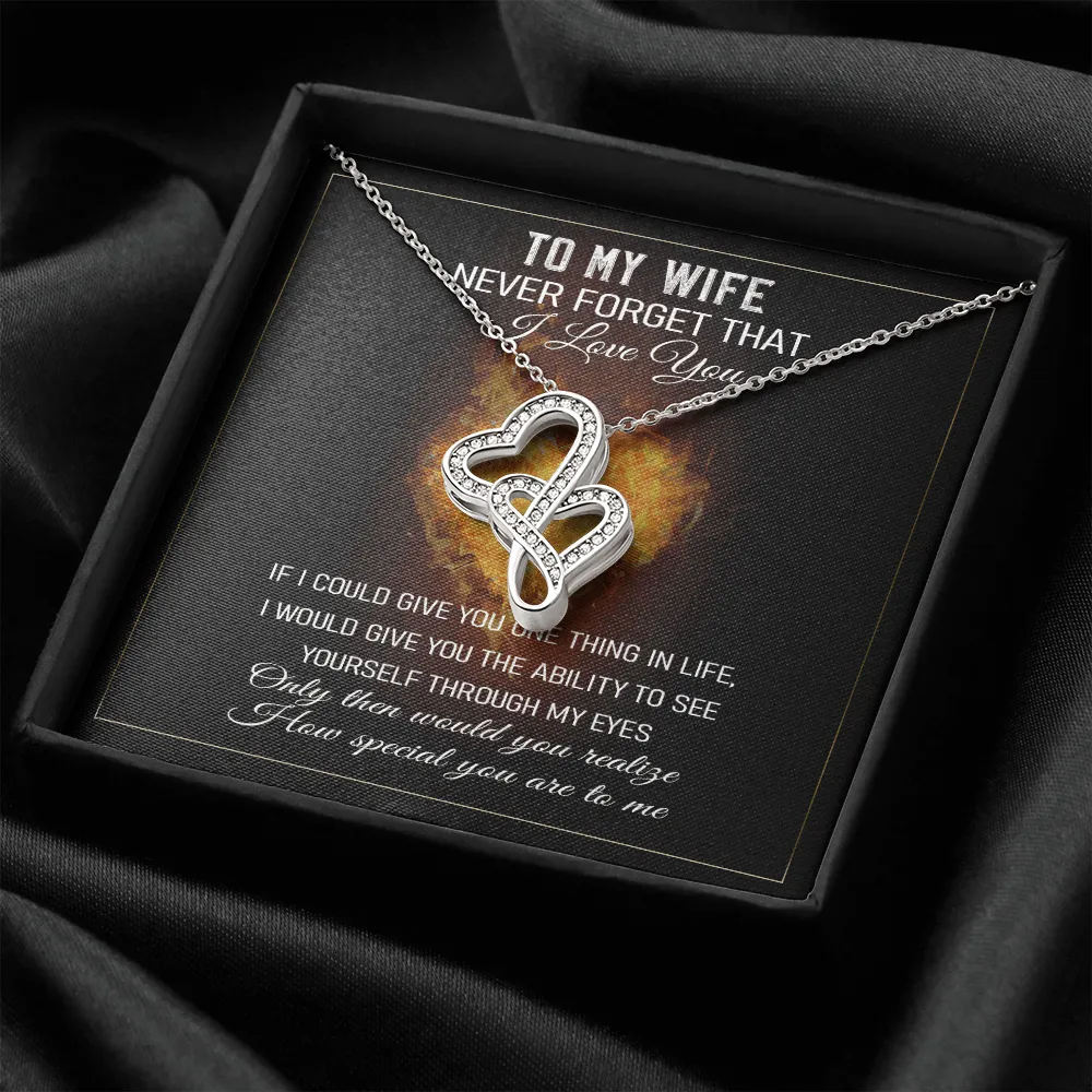 Never Forget That I Love You - Double Hearts Necklace Message Card