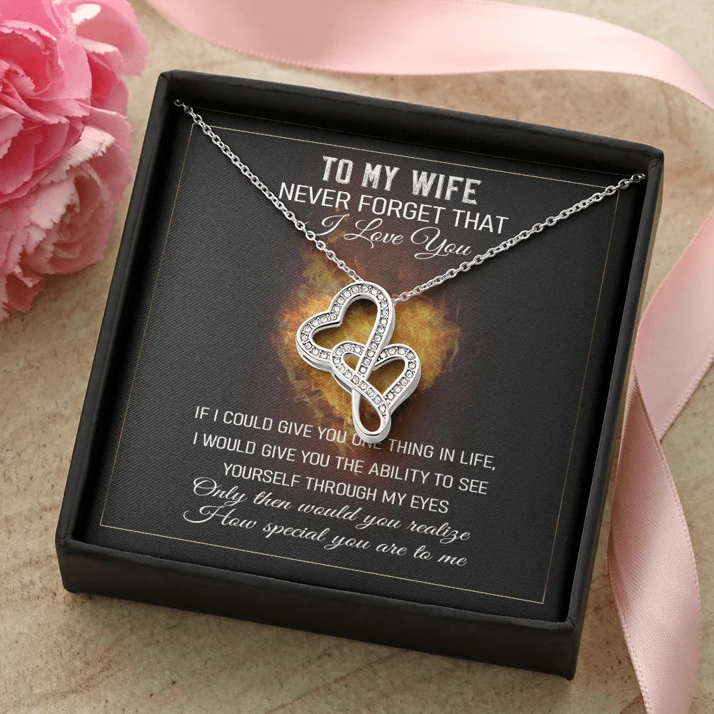 Never Forget That I Love You - Double Hearts Necklace Message Card