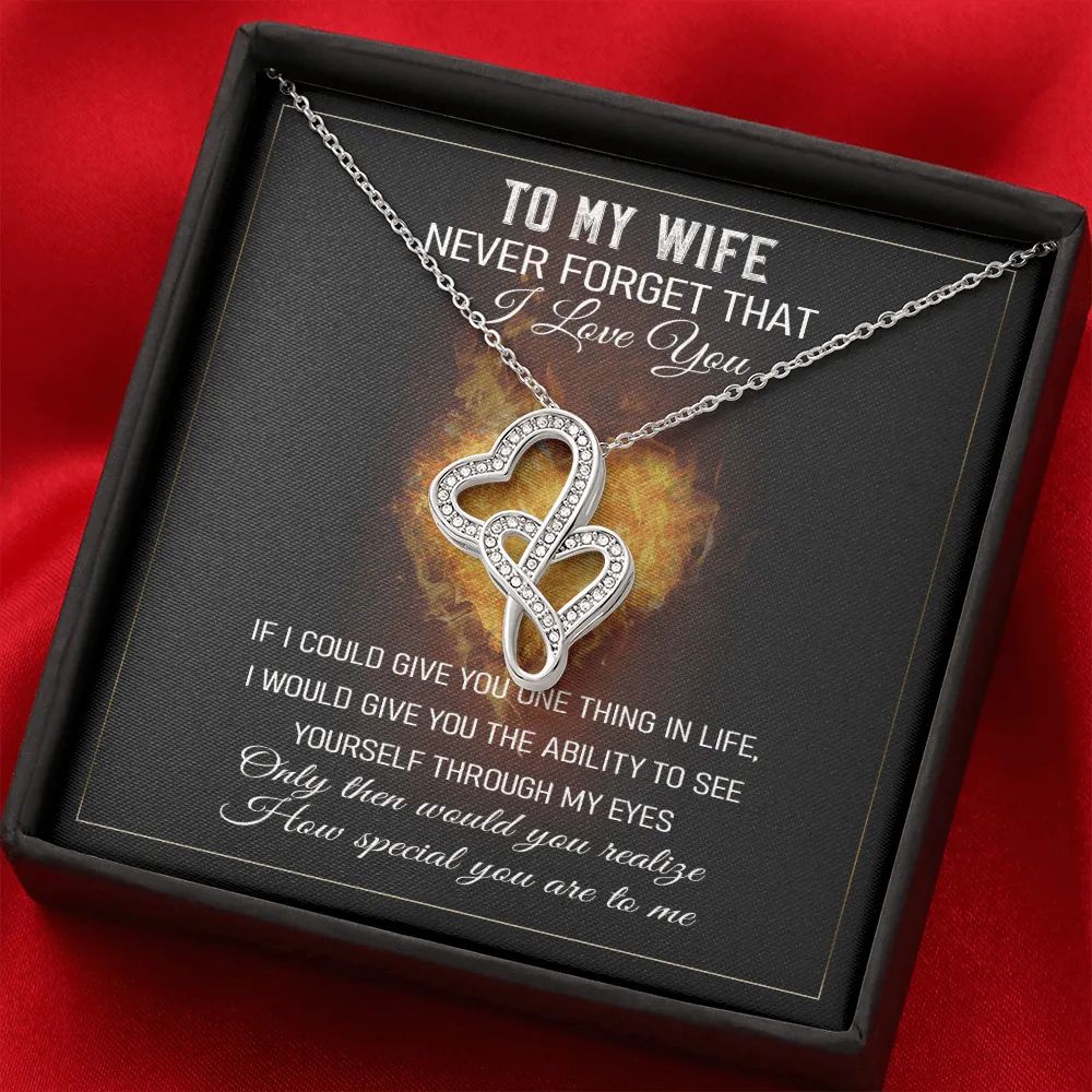 Never Forget That I Love You - Double Hearts Necklace Message Card