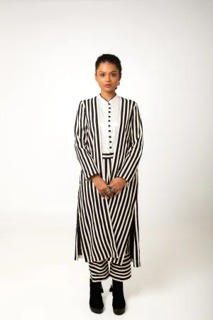 New Season Summer/Fall 2024-Pants Applique Stripes Cotton Kirti Black White -Ka-Sha - Fashion Edit Aseem