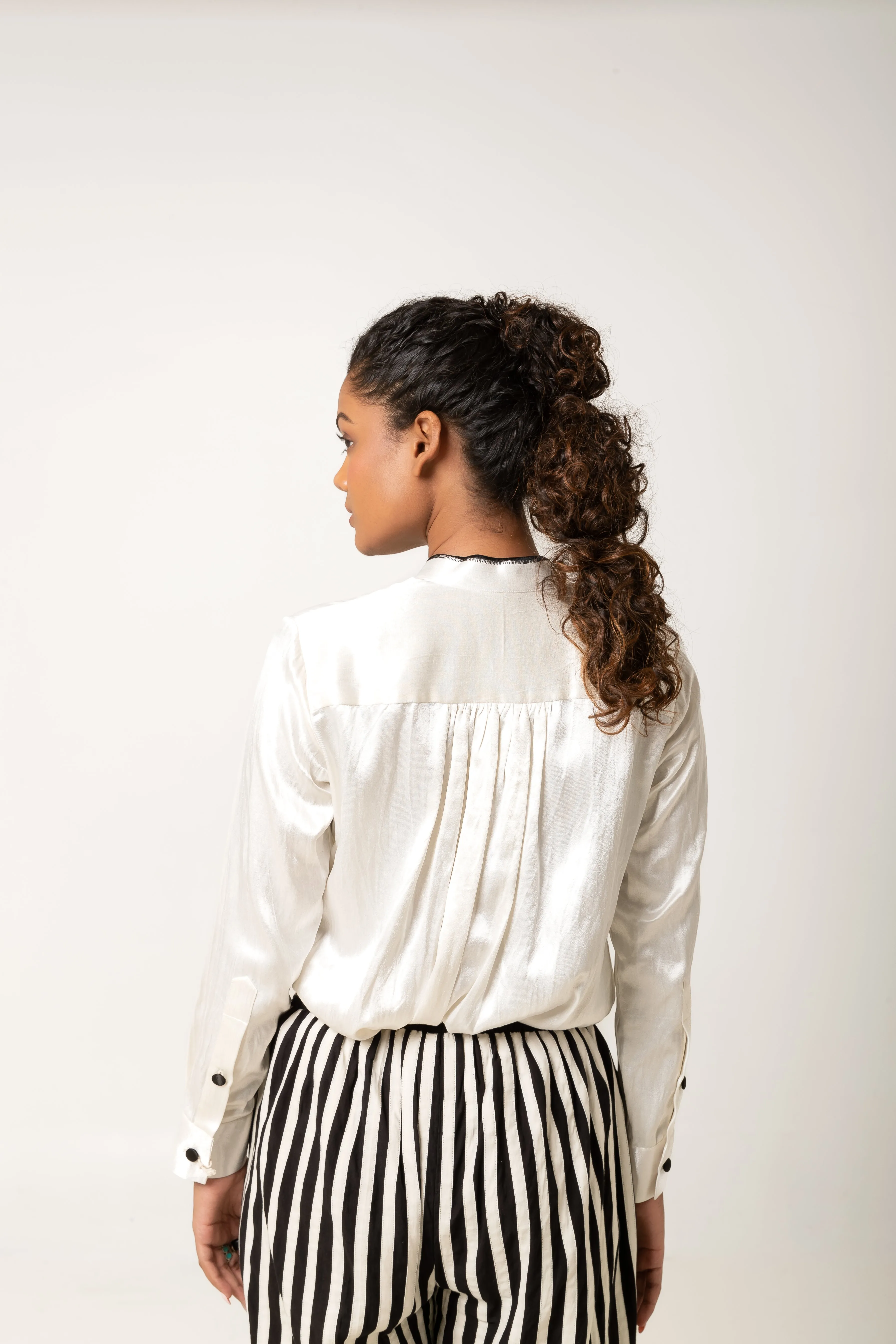 New Season Summer/Fall 2024-Pants Applique Stripes Cotton Kirti Black White -Ka-Sha - Fashion Edit Aseem