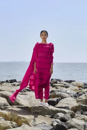 New Season Summer/Fall 24-Coord Set Tassle Tier Tunic 3pcs Cotton Pink-MT Tassle Tier Tunic Coord Set 3-KA ML Pink-Fashion Edit Mati