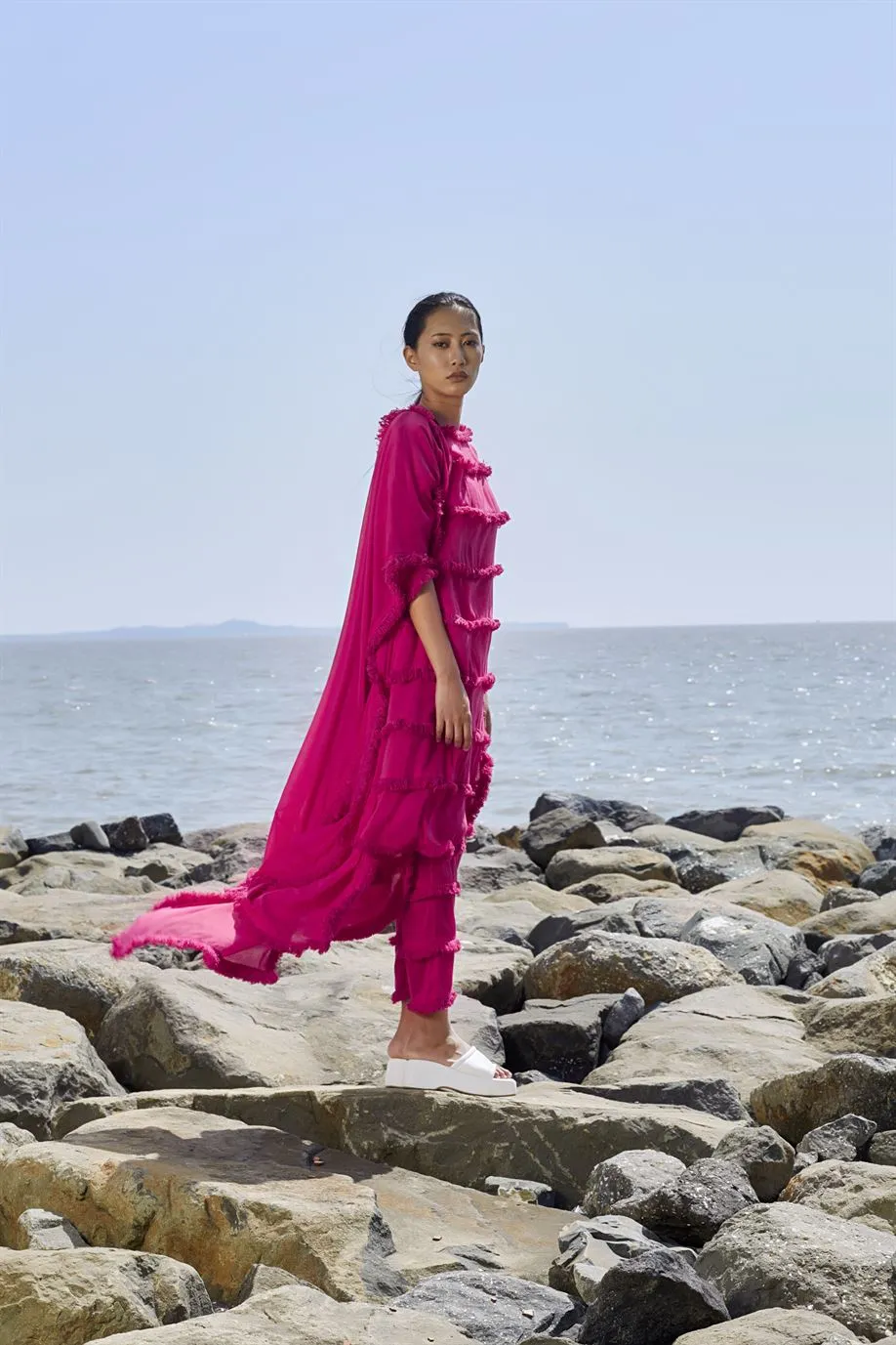 New Season Summer/Fall 24-Coord Set Tassle Tier Tunic 3pcs Cotton Pink-MT Tassle Tier Tunic Coord Set 3-KA ML Pink-Fashion Edit Mati