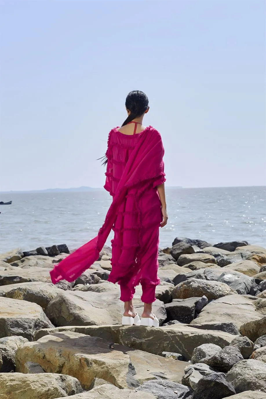 New Season Summer/Fall 24-Coord Set Tassle Tier Tunic 3pcs Cotton Pink-MT Tassle Tier Tunic Coord Set 3-KA ML Pink-Fashion Edit Mati