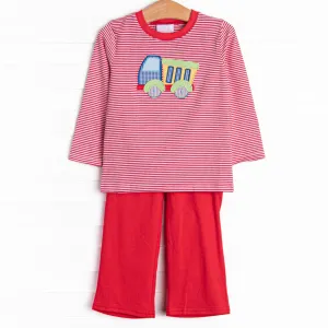 Off-Highway Hauler Applique Pant Set, Red
