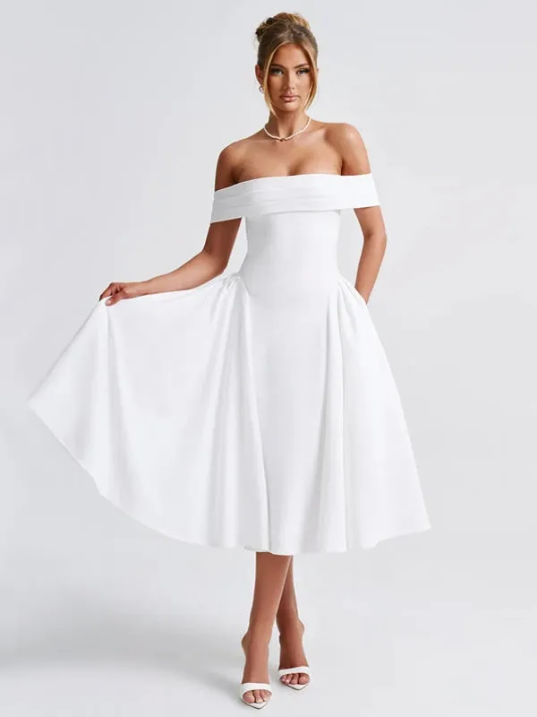 Off-shoulder Backless Sexy Midi Dress