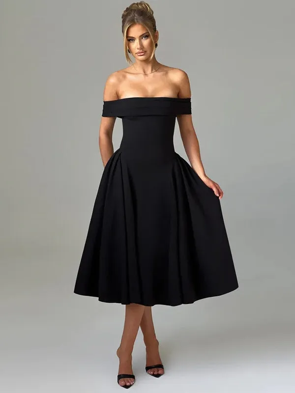 Off-shoulder Backless Sexy Midi Dress