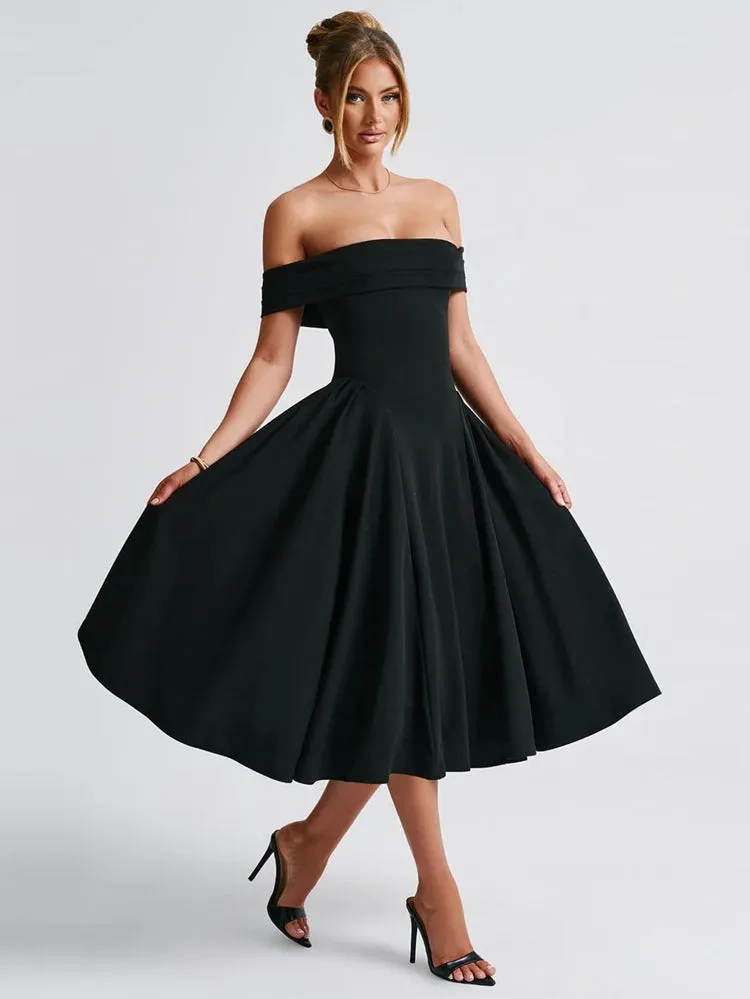 Off-shoulder Backless Sexy Midi Dress