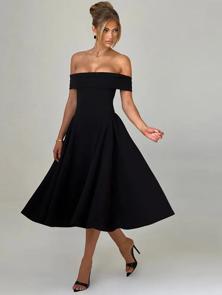 Off-shoulder Backless Sexy Midi Dress