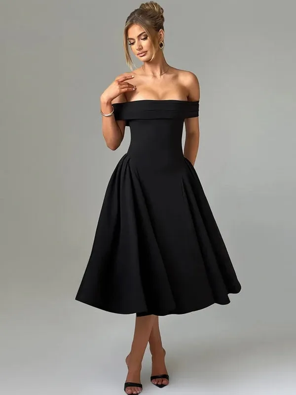 Off-shoulder Backless Sexy Midi Dress