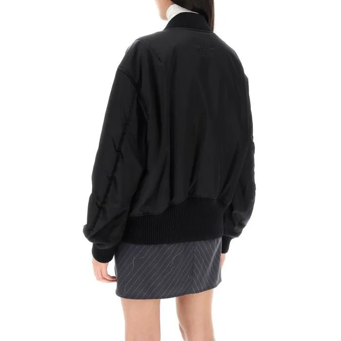 Off-white nylon twill bomber jacket