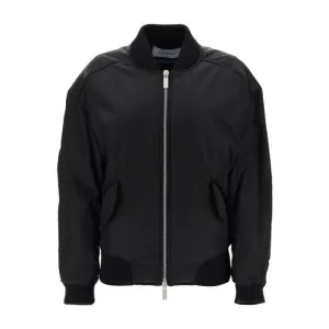 Off-white nylon twill bomber jacket