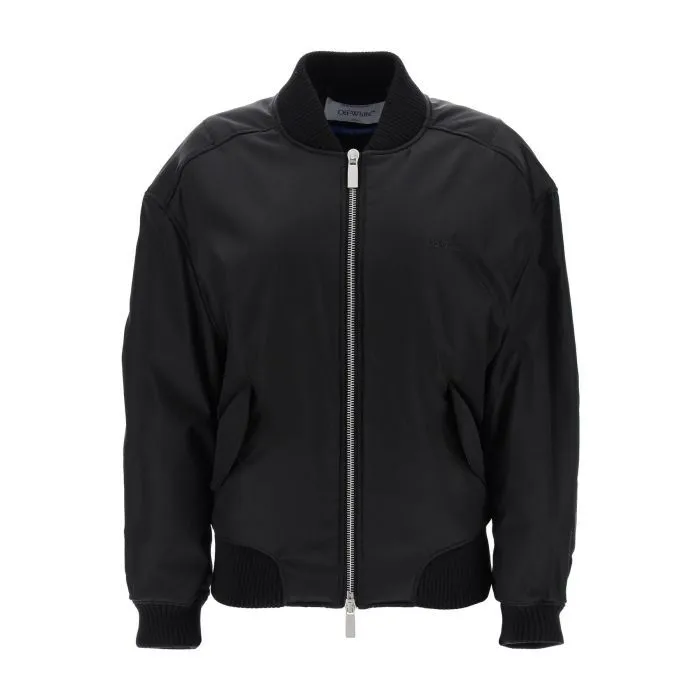 Off-white nylon twill bomber jacket