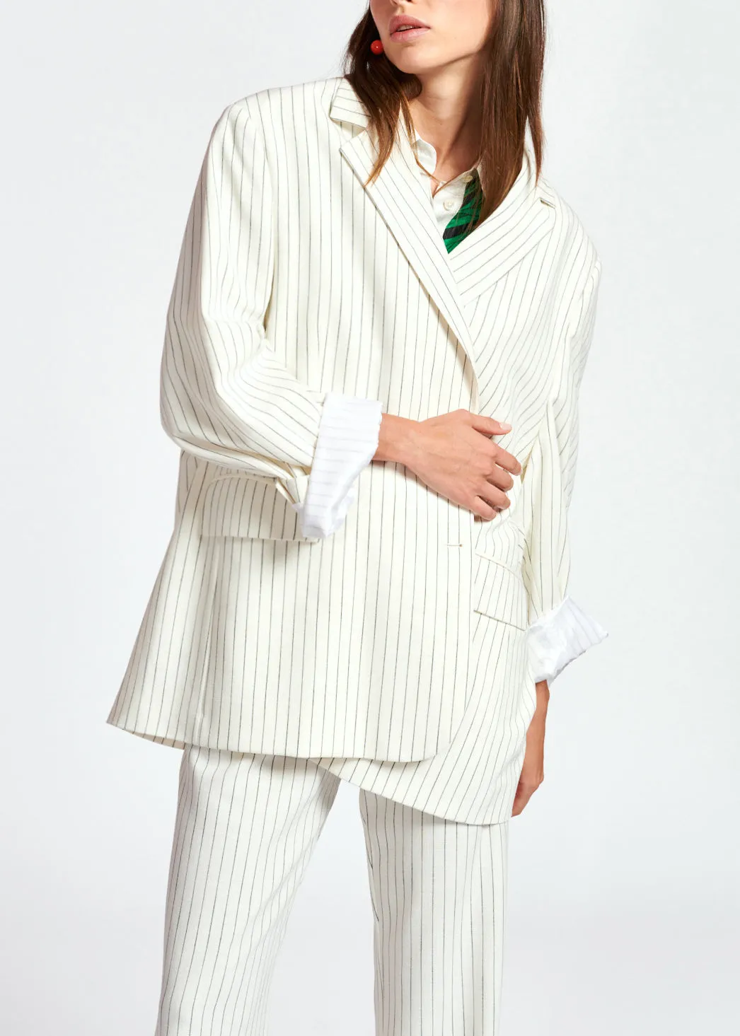 Off-white oversized pinstripe blazer