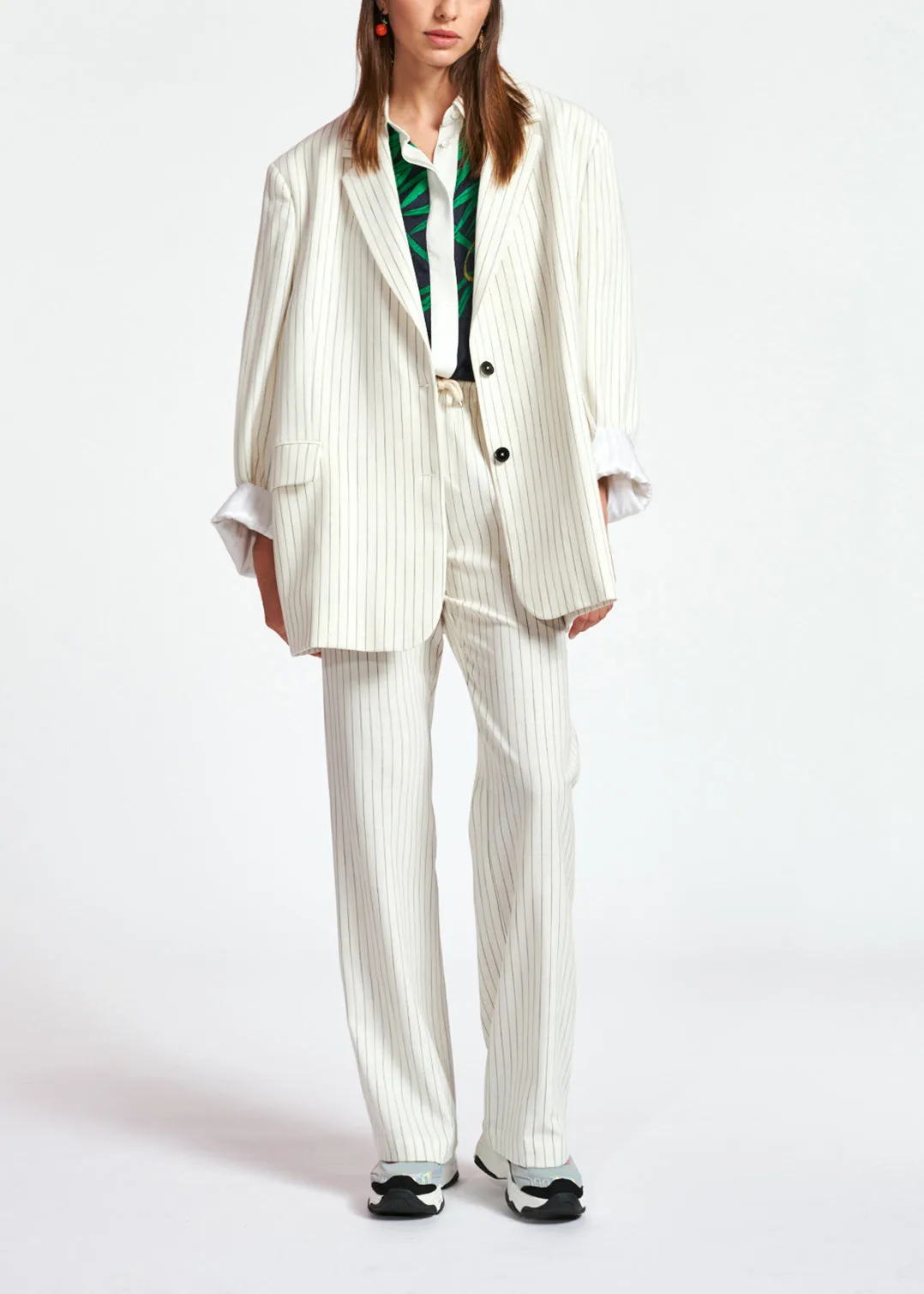 Off-white oversized pinstripe blazer