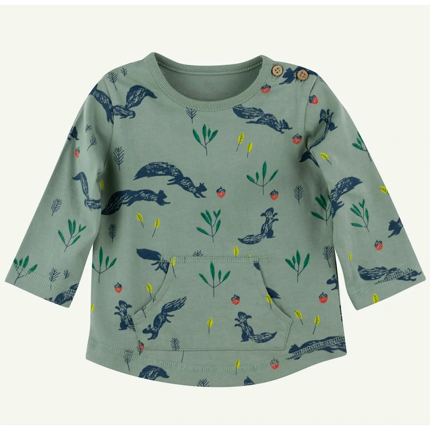 Oliver & Rain Olive Squirrel Print Tee
