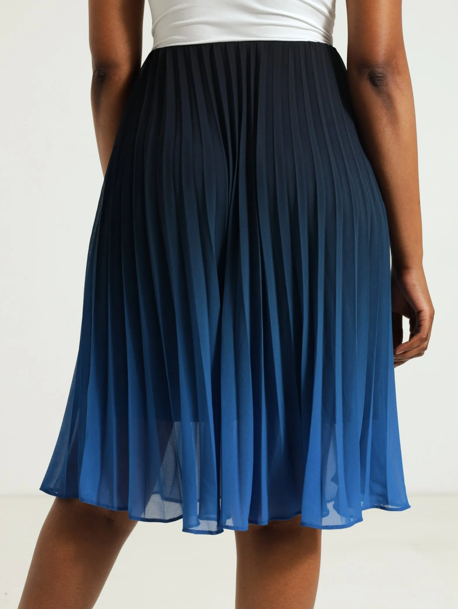 Ombre Pleated Skirt - Blue