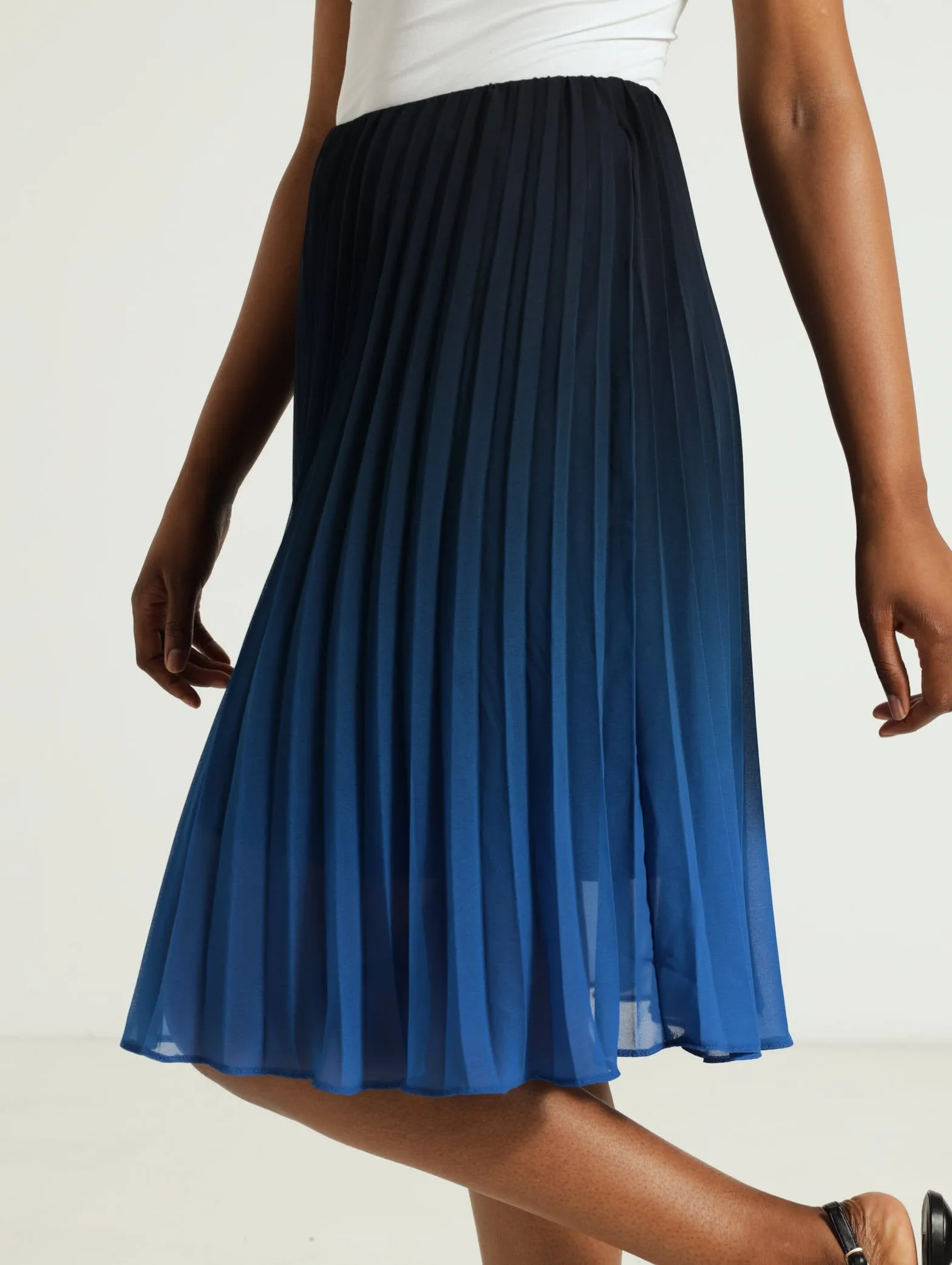 Ombre Pleated Skirt - Blue