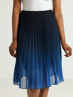 Ombre Pleated Skirt - Blue