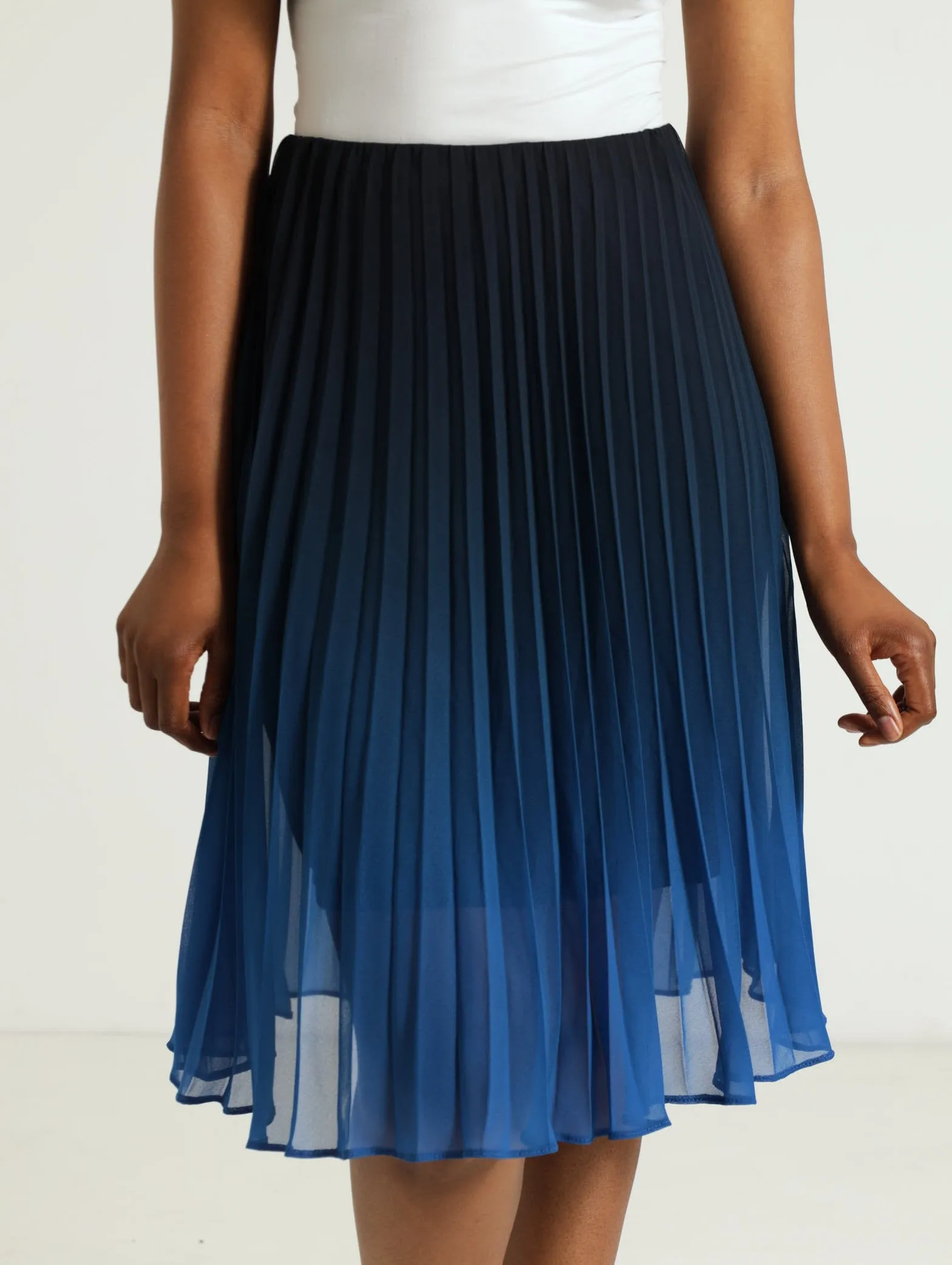 Ombre Pleated Skirt - Blue