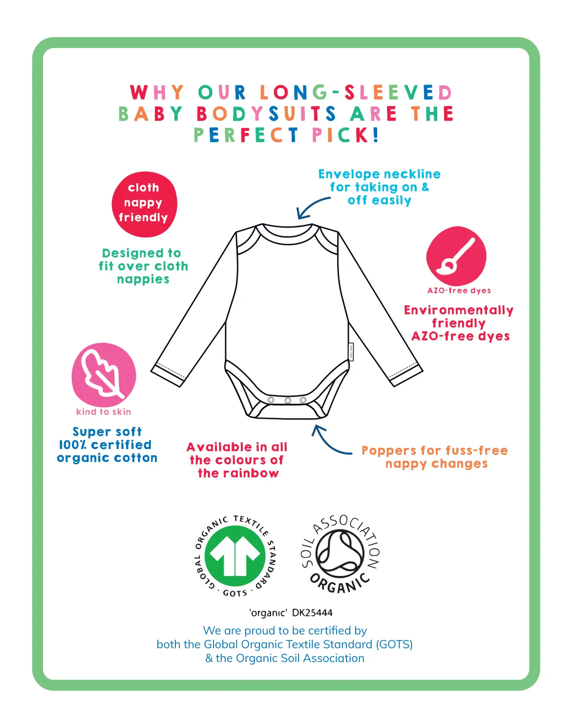 Organic Orange Basic Long-Sleeved Baby Bodysuit