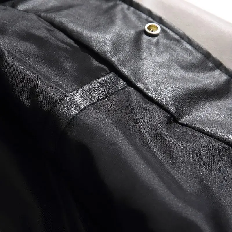 Oversized Leather Varsity Jacket for Y2K Streetwear Style