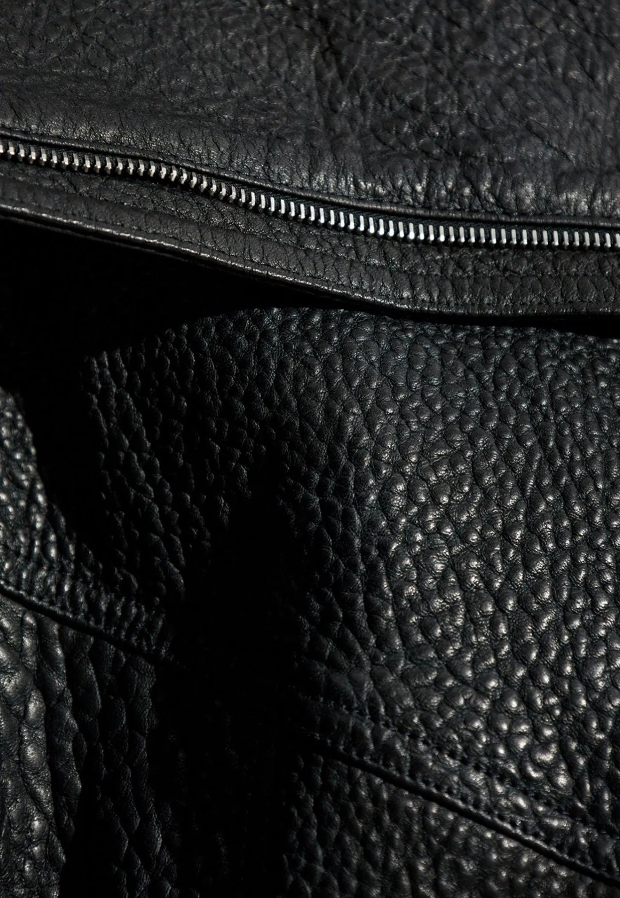Oversized Zip-Up Leather Biker Jacket