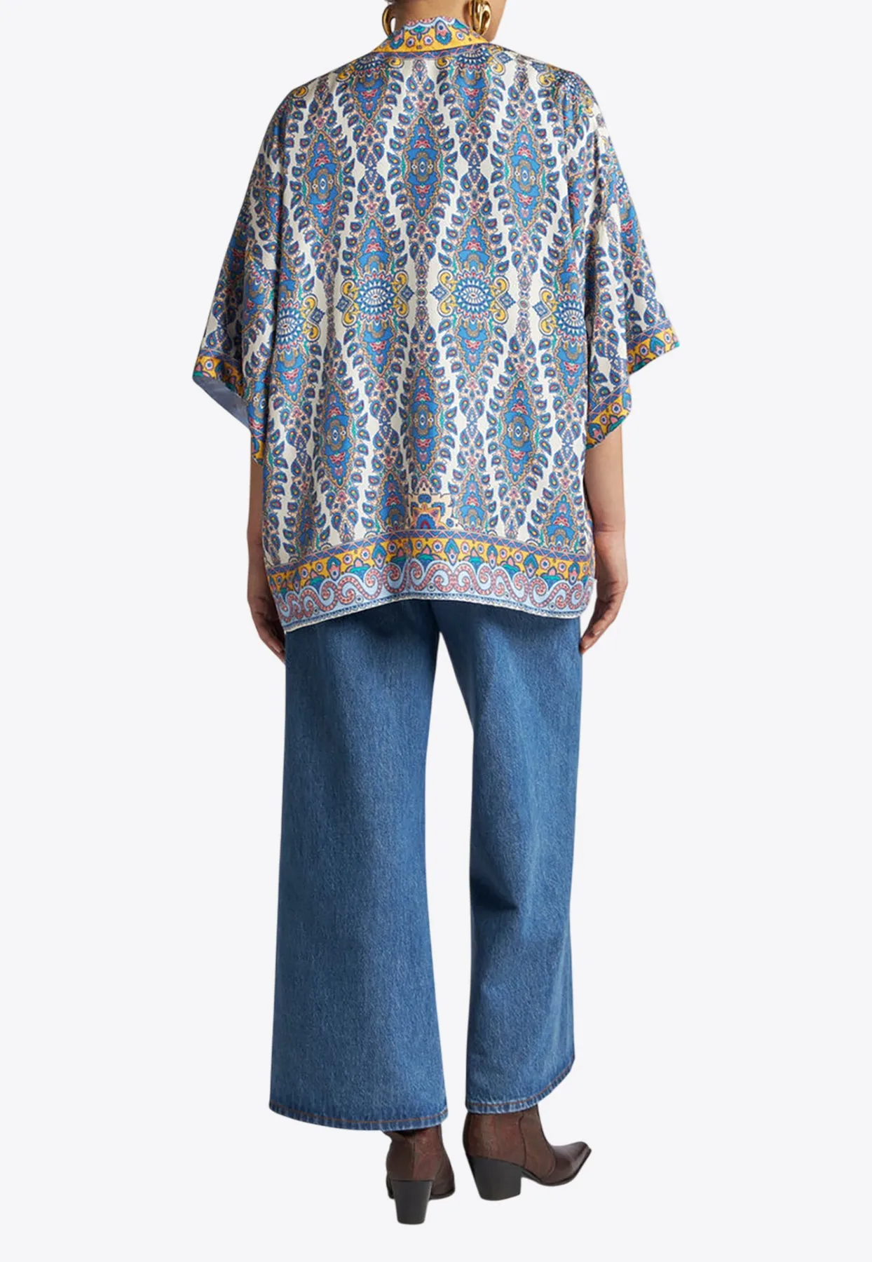 Paisley Print Silk Kesa Robe