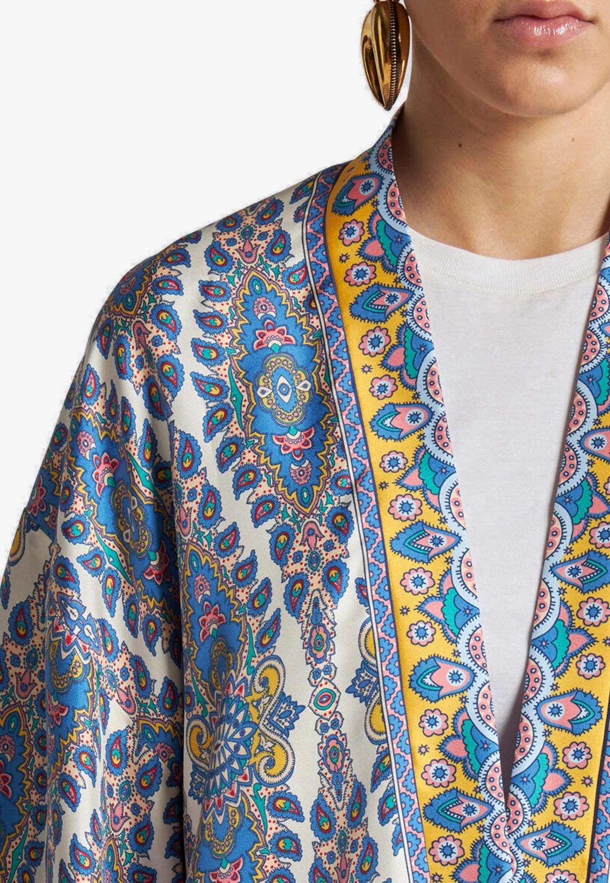 Paisley Print Silk Kesa Robe